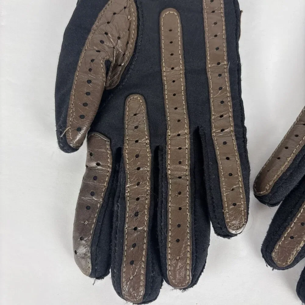 Vintage Aris Isotoners Black with Brown One Size Lined Driving